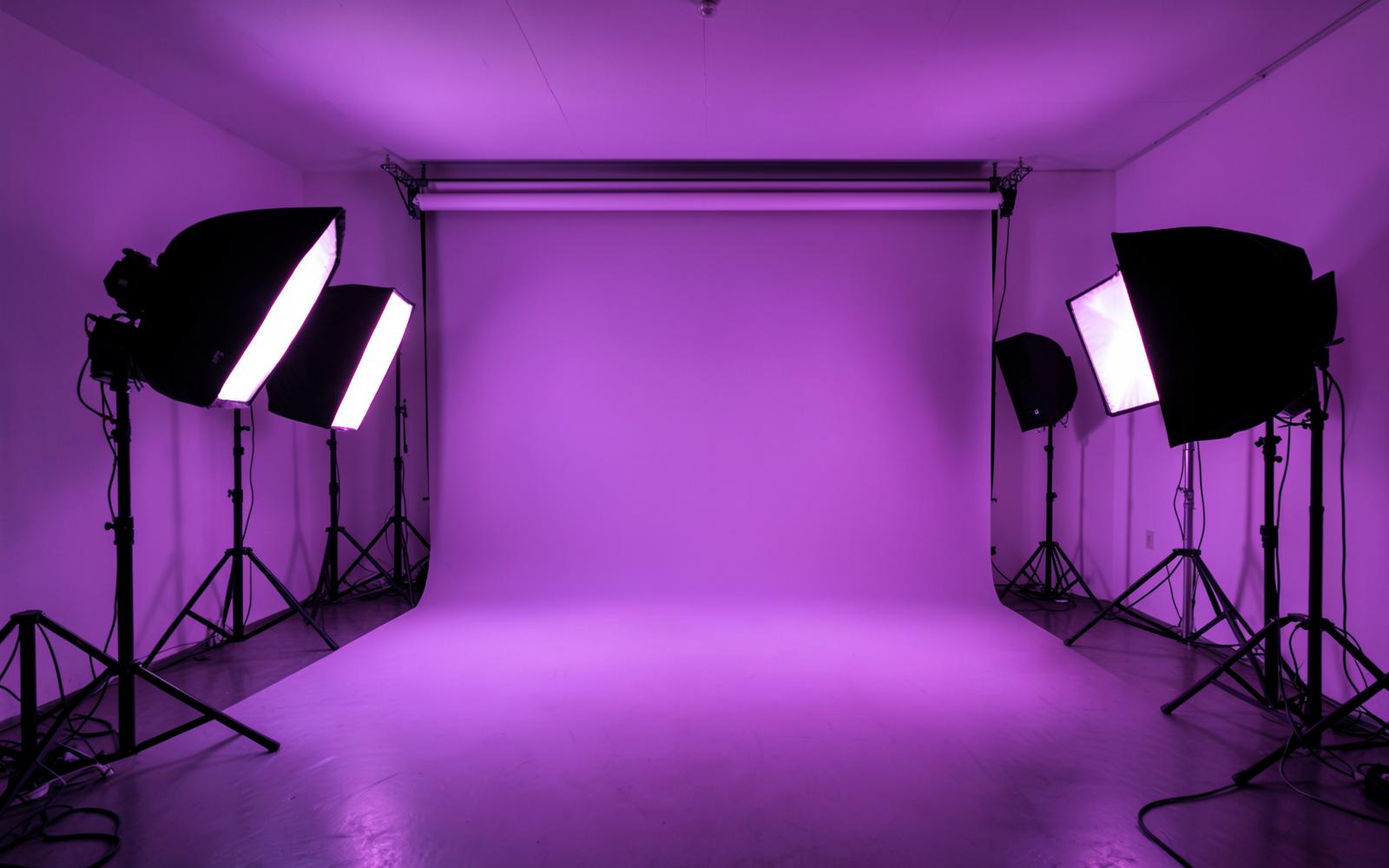Kataleya production studio lit in purple